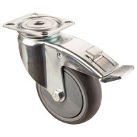 Roulette Appareil Frein Caoutchouc Gris Ø100mm 100kg Platine