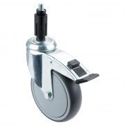 Roulette Appareil Frein Caoutchouc Gris Ø125mm 100kg Douille