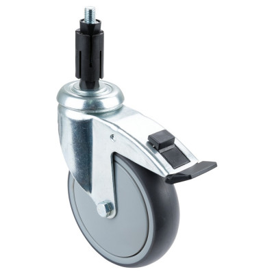 Roulette Appareil Frein Caoutchouc Gris Ø125mm 100kg Douille