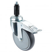 Roulette Appareil Frein Caoutchouc Gris Ø125mm 100kg Douille