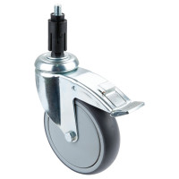 Roulette Appareil Frein Caoutchouc Gris Ø125mm 100kg Douille