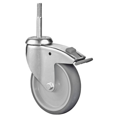 Roulette Appareil Frein Caoutchouc Gris Ø125mm 100kg Douille