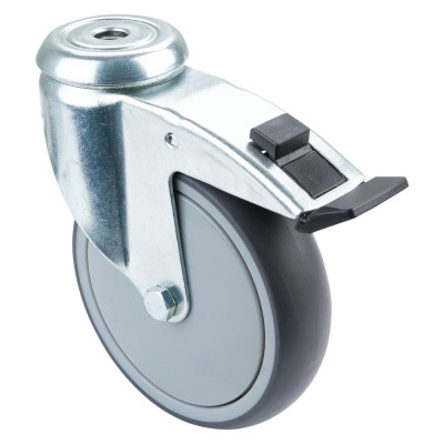 Roulette Appareil Frein Caoutchouc Gris Ø125mm 100kg Oeil