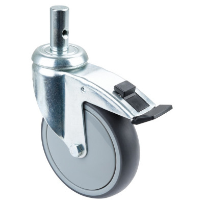 Roulette Appareil Frein Caoutchouc Gris Ø125mm 100kg Oeil