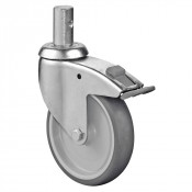 Roulette Appareil Frein Caoutchouc Gris Ø125mm 100kg Oeil