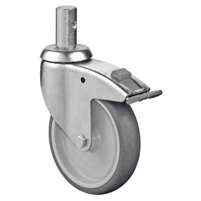 Roulette Appareil Frein Caoutchouc Gris Ø125mm 100kg Oeil