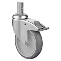 Roulette Appareil Frein Caoutchouc Gris Ø125mm 100kg Oeil