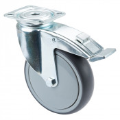 Roulette Appareil Frein Caoutchouc Gris Ø125mm 100kg Platine