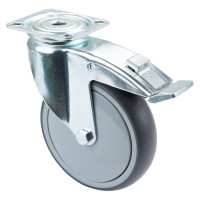 Roulette Appareil Frein Caoutchouc Gris Ø125mm 100kg Platine