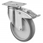 Roulette Appareil Frein Caoutchouc Gris Ø125mm 100kg Platine