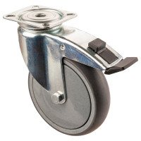 Roulette Appareil Frein Caoutchouc Gris Ø125mm 100kg Platine Roulette Appareil Frein Caoutchouc Gris Ø125mm 100kg Platine