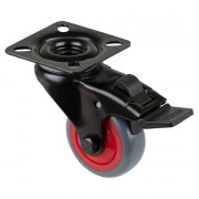 Roulette Appareil Frein Caoutchouc Gris Ø50mm 50kg Platine