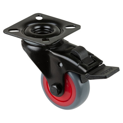 Roulette Appareil Frein Caoutchouc Gris Ø50mm 50kg Platine