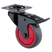 Roulette Appareil Frein Caoutchouc Gris Ø75mm 75kg Platine Roulette Appareil Frein Caoutchouc Gris Ø75mm 75kg Platine