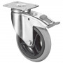 Roulette Appareil Frein Caoutchouc Gris, anti-crevaison Ø125mm 35kg Platine