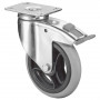 Roulette Appareil Frein Caoutchouc Gris, anti-crevaison Ø125mm 35kg Platine