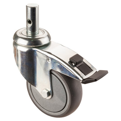 Roulette Appareil Frein Caoutchouc Gris Conduct. Ø100mm 100kg Oeil