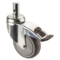 Roulette Appareil Frein Caoutchouc Gris Conduct. Ø100mm 100kg Oeil