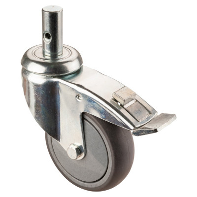 Roulette Appareil Frein Caoutchouc Gris Conduct. Ø100mm 100kg Oeil