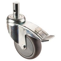 Roulette Appareil Frein Caoutchouc Gris Conduct. Ø100mm 100kg Oeil