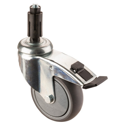 Roulette Appareil Frein Caoutchouc Gris Conduct. Ø100mm 100kg Oeil