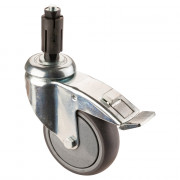 Roulette Appareil Frein Caoutchouc Gris Conduct. Ø100mm 100kg Oeil