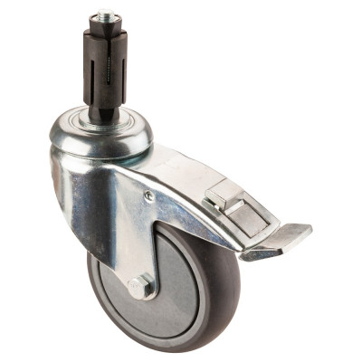 Roulette Appareil Frein Caoutchouc Gris Conduct. Ø100mm 100kg Oeil