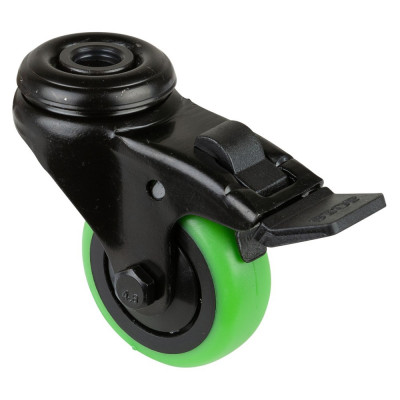 Roulette Appareil Frein Caoutchouc vert Ø50mm 50kg Oeil