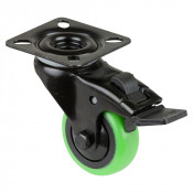 Roulette Appareil Frein Caoutchouc vert Ø50mm 50kg Platine