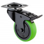 Roulette Appareil Frein Caoutchouc vert Ø75mm 75kg Platine