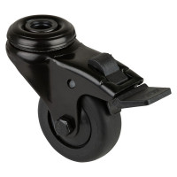 Roulette Appareil Frein Thermoplastique caoutchouc noir Ø50mm 50kg Oeil Roulette Appareil Frein Thermoplastique caoutchouc noir Ø50mm 50kg Oeil