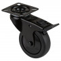 Roulette Appareil Frein Thermoplastique caoutchouc noir Ø75mm 75kg Platine