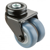 Roulette Appareil Pivotante Caoutchouc bleu clair Ø50mm 80kg Oeil