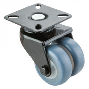 Roulette Appareil Pivotante Caoutchouc bleu clair Ø50mm 80kg Platine