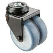 Roulette Appareil Pivotante Caoutchouc bleu clair Ø75mm 100kg Oeil