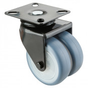 Roulette Appareil Pivotante Caoutchouc bleu clair Ø75mm 100kg Platine