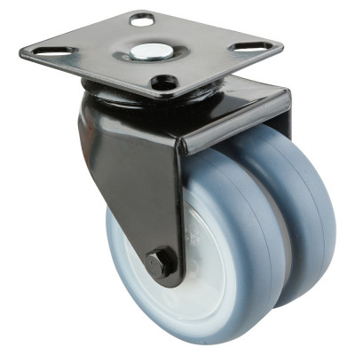 Roulette Appareil Pivotante Caoutchouc bleu clair Ø75mm 100kg Platine
