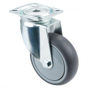 Roulette Appareil Pivotante Caoutchouc Gris Ø100mm 100kg Platine