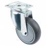 Roulette Appareil Pivotante Caoutchouc Gris Ø100mm 100kg Platine