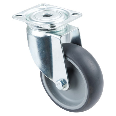 Roulette Appareil Pivotante Caoutchouc Gris Ø100mm 100kg Platine