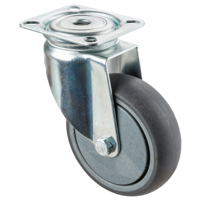 Roulette Appareil Pivotante Caoutchouc Gris Ø100mm 100kg Platine