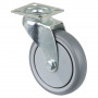 Roulette Appareil Pivotante Caoutchouc Gris Ø100mm 90kg Platine