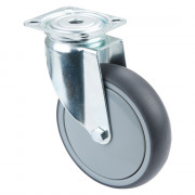 Roulette Appareil Pivotante Caoutchouc Gris Ø125mm 100kg Platine