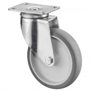 Roulette Appareil Pivotante Caoutchouc Gris Ø125mm 100kg Platine