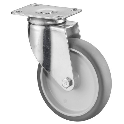 Roulette Appareil Pivotante Caoutchouc Gris Ø125mm 100kg Platine