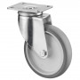 Roulette Appareil Pivotante Caoutchouc Gris Ø125mm 100kg Platine