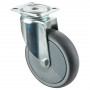 Roulette Appareil Pivotante Caoutchouc Gris Ø125mm 100kg Platine