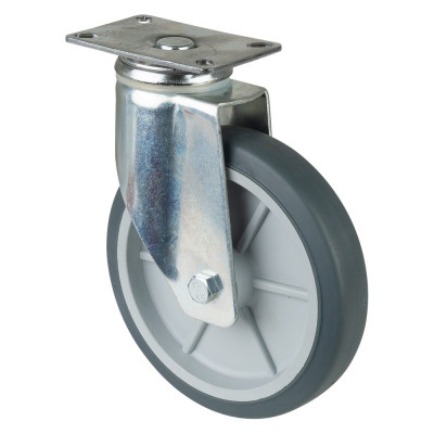 Roulette Appareil Pivotante Caoutchouc Gris Ø150mm 100kg Platine