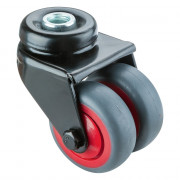 Roulette Appareil Pivotante Caoutchouc Gris Ø50mm 80kg Oeil