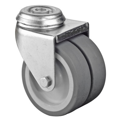 Roulette Appareil Pivotante Caoutchouc Gris Ø75mm 100kg Oeil